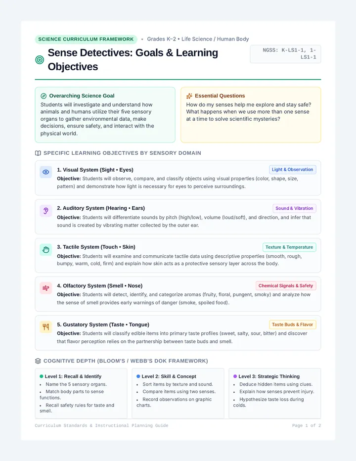 Sense Detectives Objectives Guide