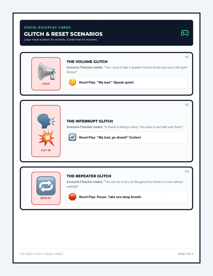 Glitch and Reset Scenario Cards