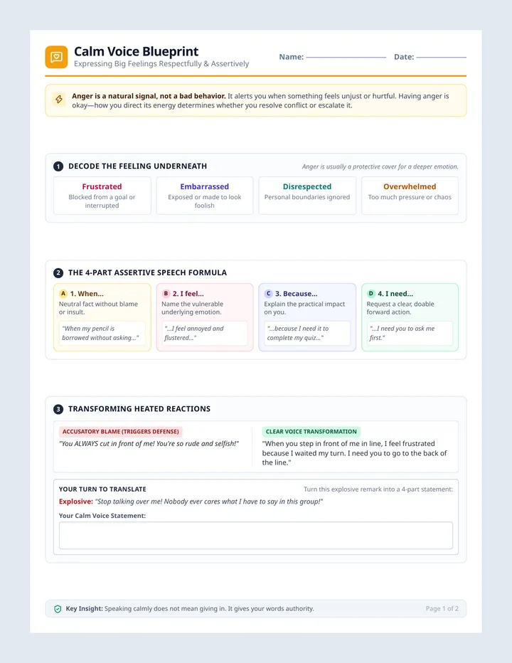 Calm Voice Blueprint Worksheet