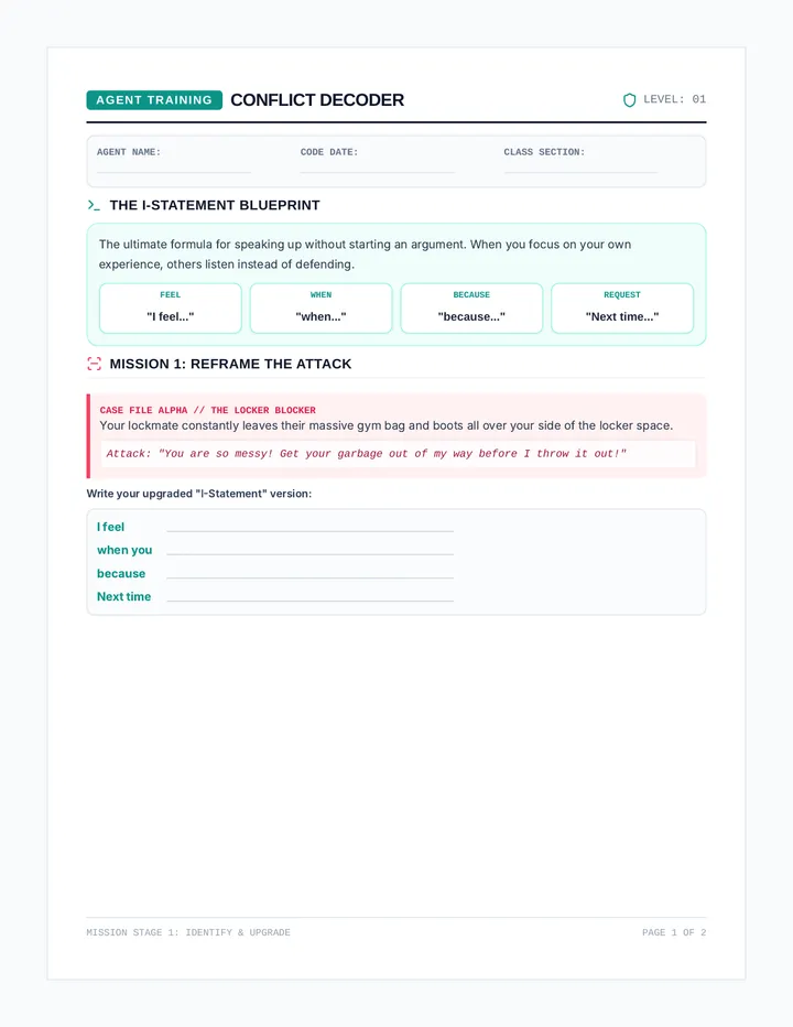 Conflict Decoder Worksheet