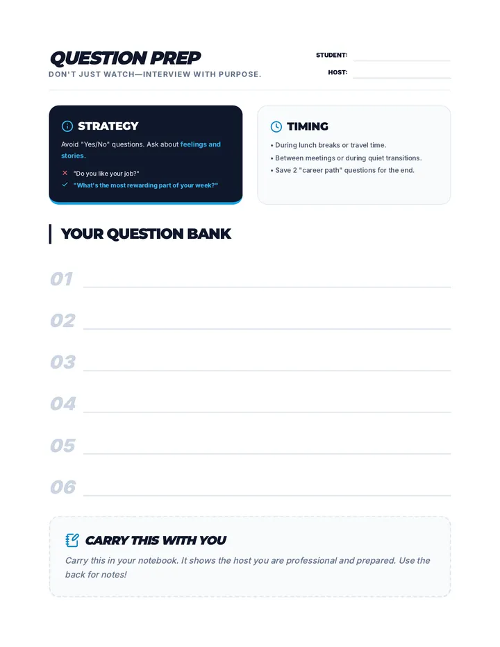 Question Bank Prep Worksheet