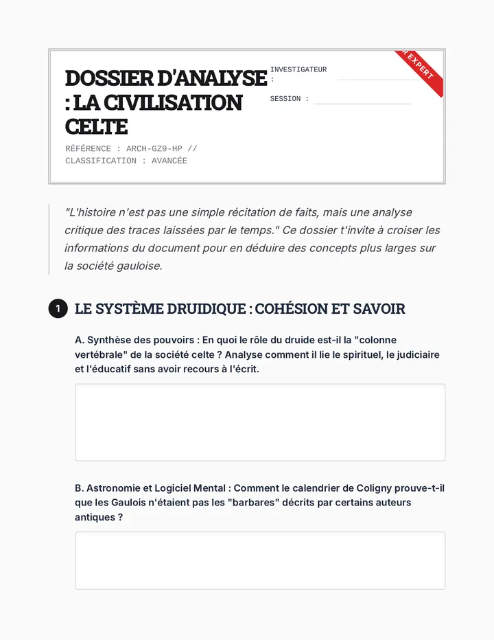 Dossier Expert Gaulois Worksheet