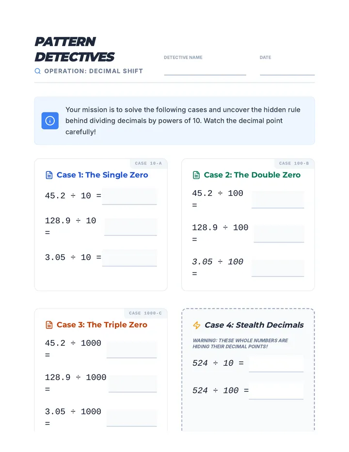 Pattern Detectives Worksheet
