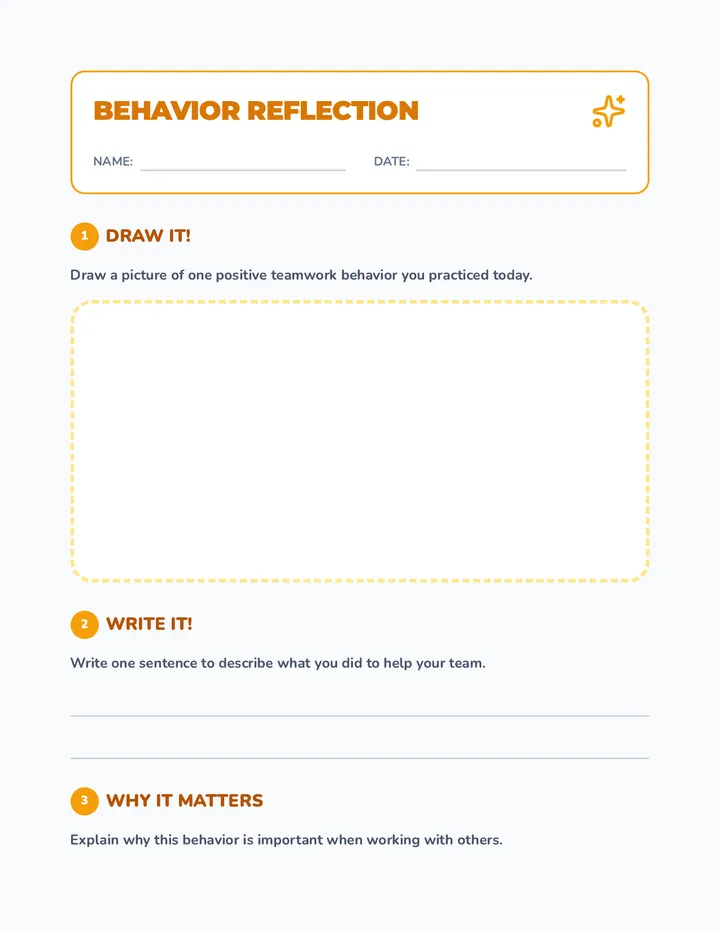 Behavior Reflection Sheets