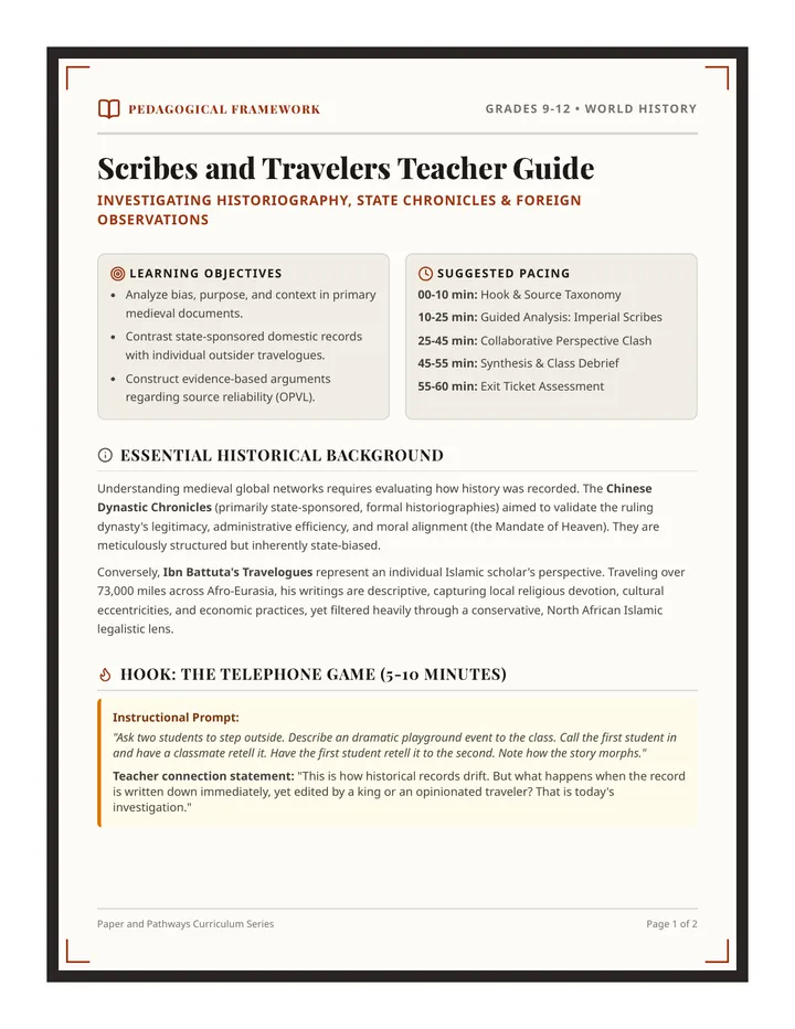Scribes and Travelers Teacher Guide
