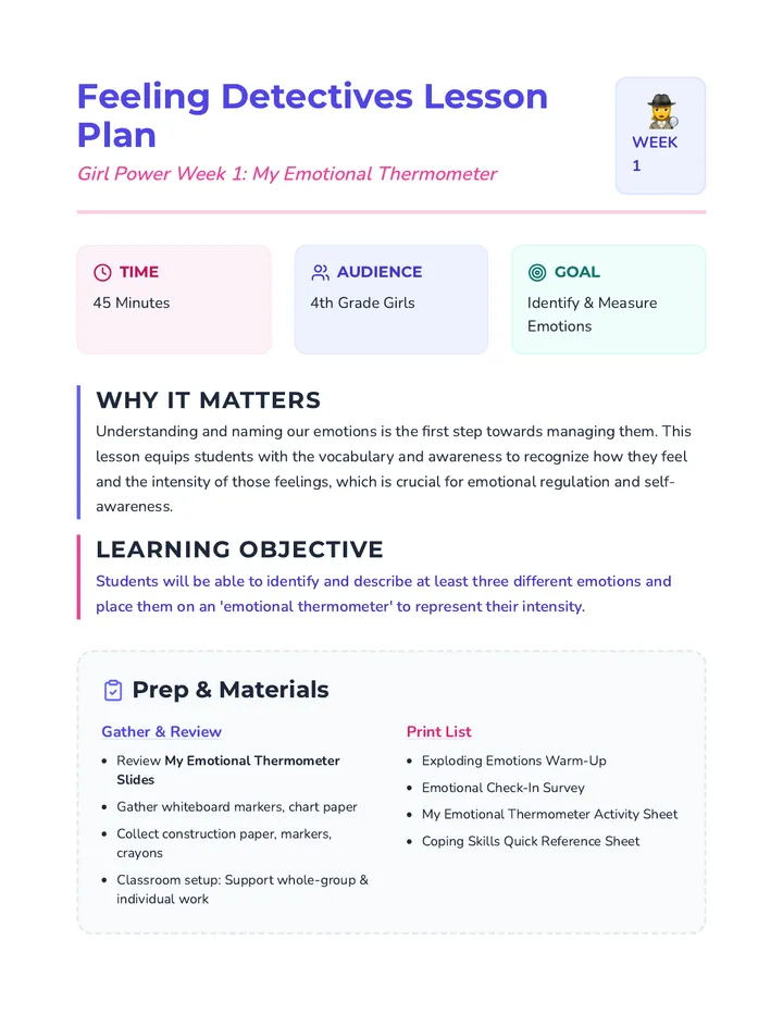 Feeling Detectives Lesson Plan