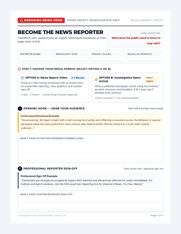 Food Recall Reporter Project Guide