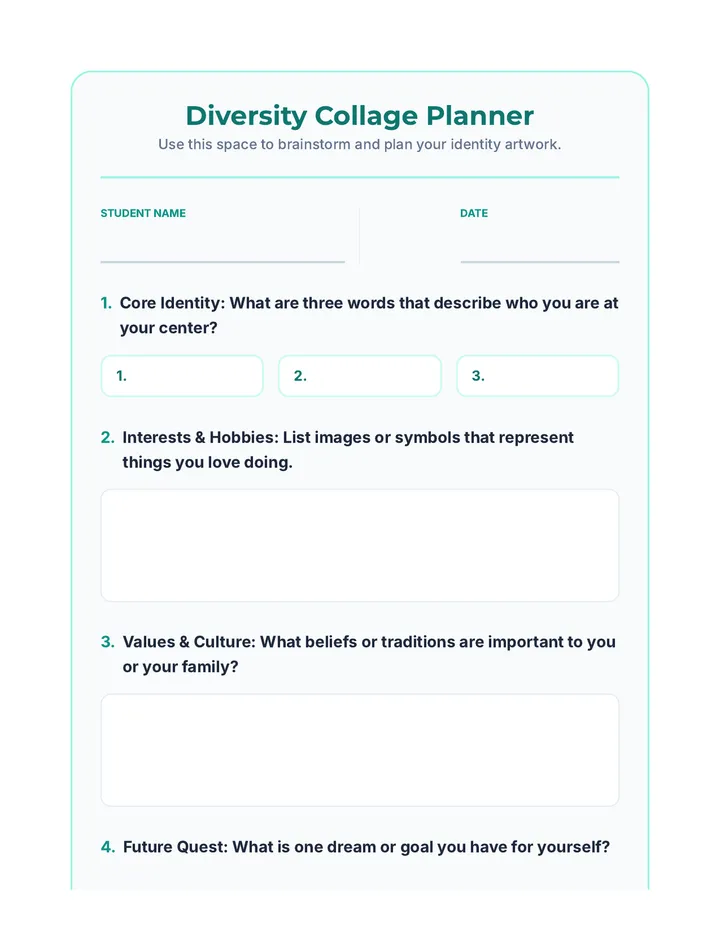 Diversity Collage Worksheet