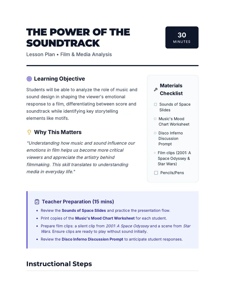 Soundtrack Lesson Plan