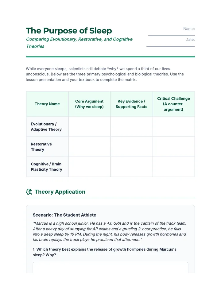 Sleep Theory Matrix