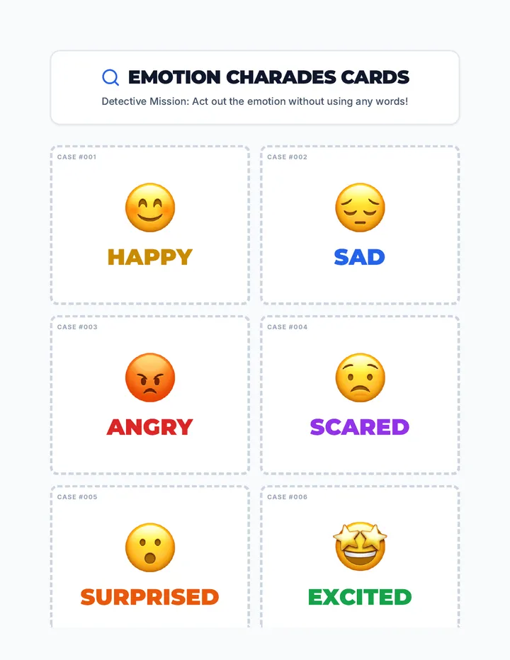 Emotion Charades Challenge Cards
