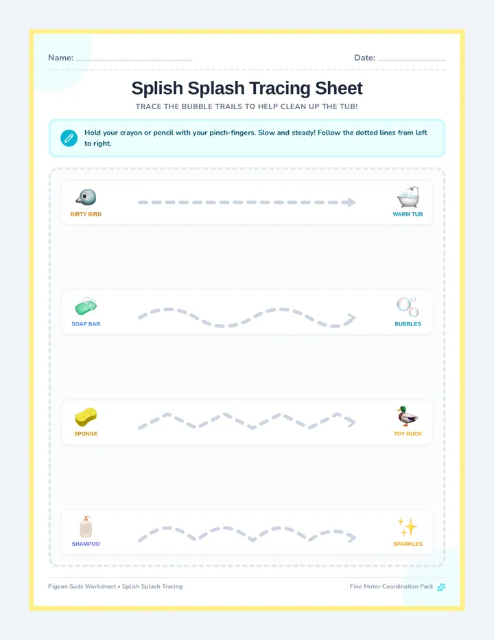 Splish Splash Tracing Sheet