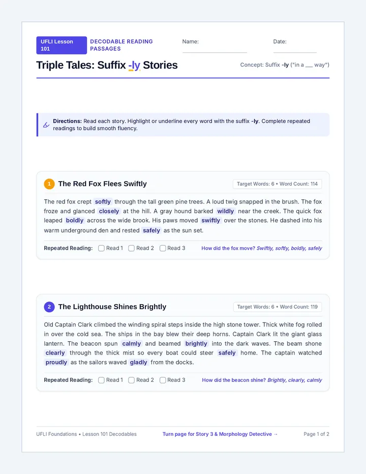 Triple Tales Decodable Passages