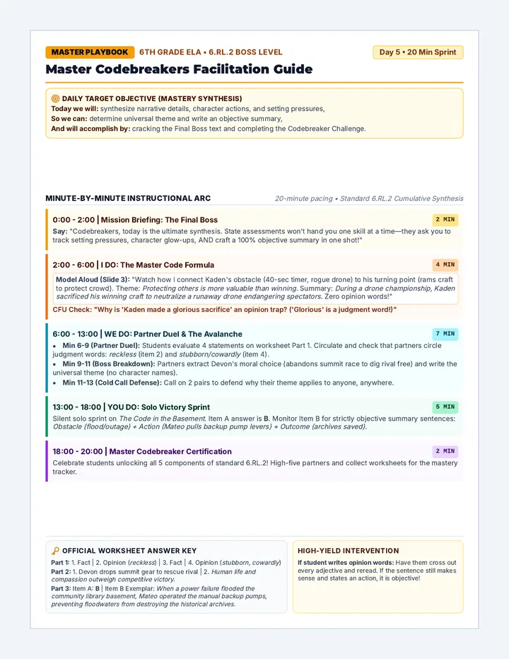 Master Codebreakers Teacher Guide