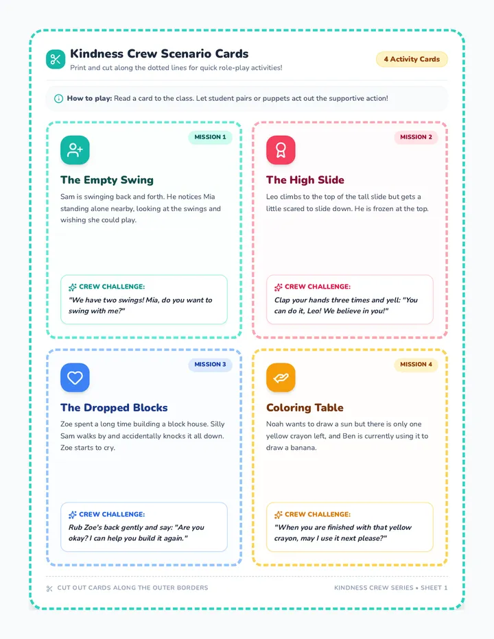 Kindness Crew Scenario Cards