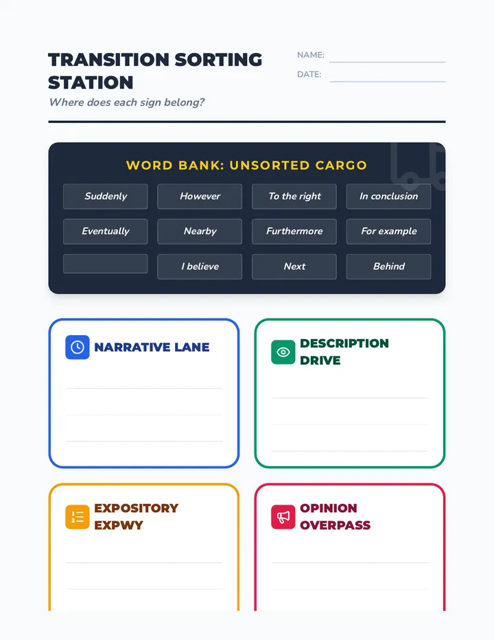 Transition Sorting Station Worksheet