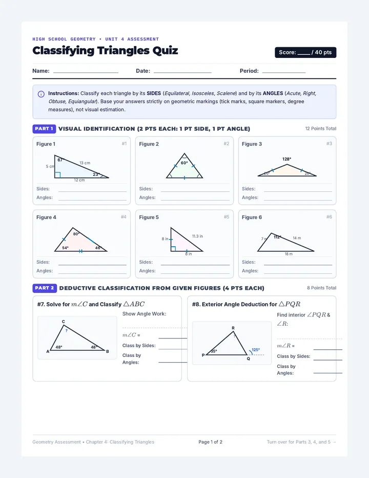 Triangle Classification Quiz