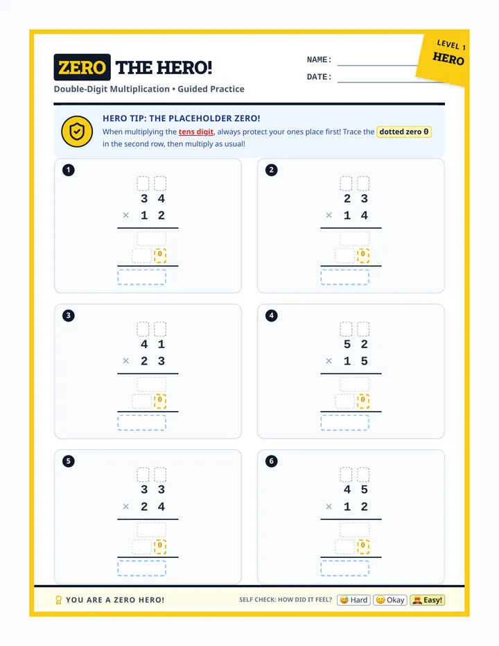 Zero Hero Level 1 Worksheet