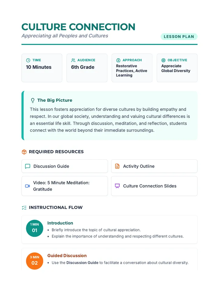 Culture Connection Lesson Plan