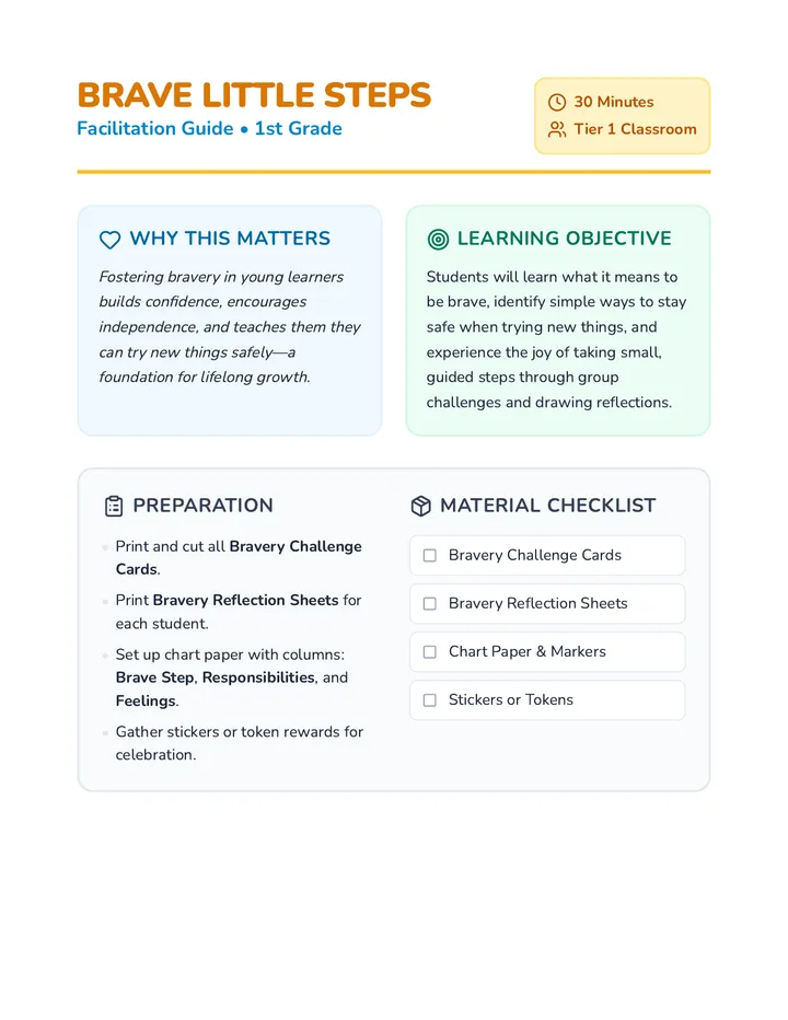 Brave Little Steps Teacher Guide