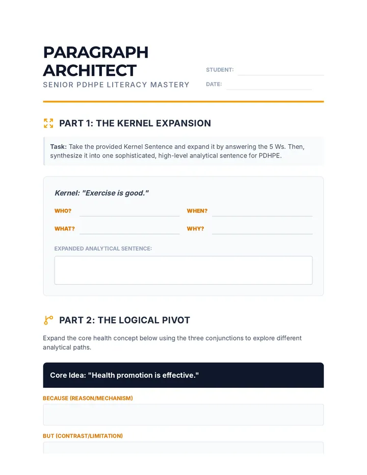 Paragraph Architect Worksheet