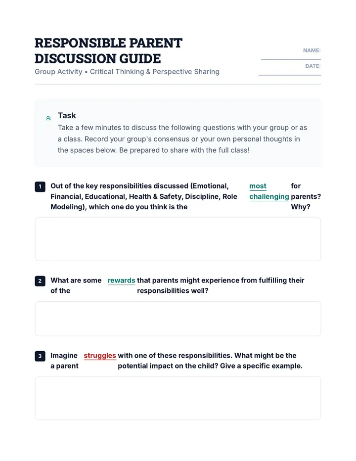 Responsible Parent Discussion Guide