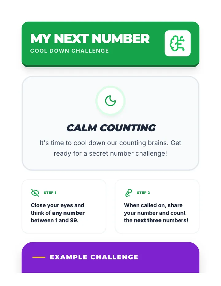 My Next Number Cool Down