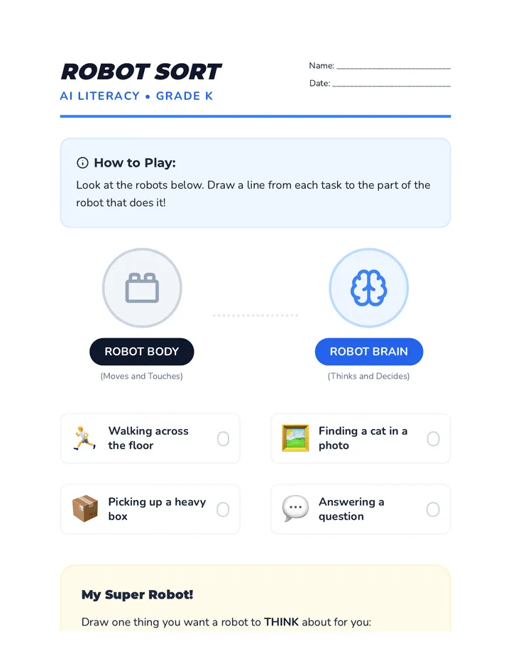 Robot Sort Activity