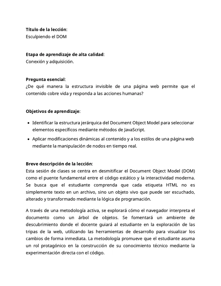 Guía Maestra DOM JavaScript Plan Lección Final v3