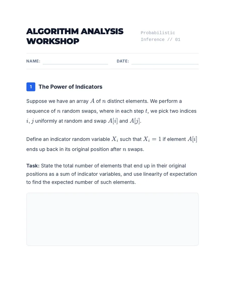 Algorithm Analysis Workshop Handout