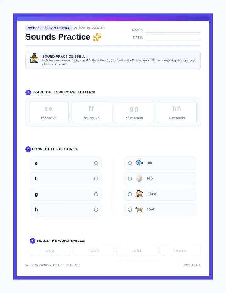Beginning Sounds Practice Sheet
