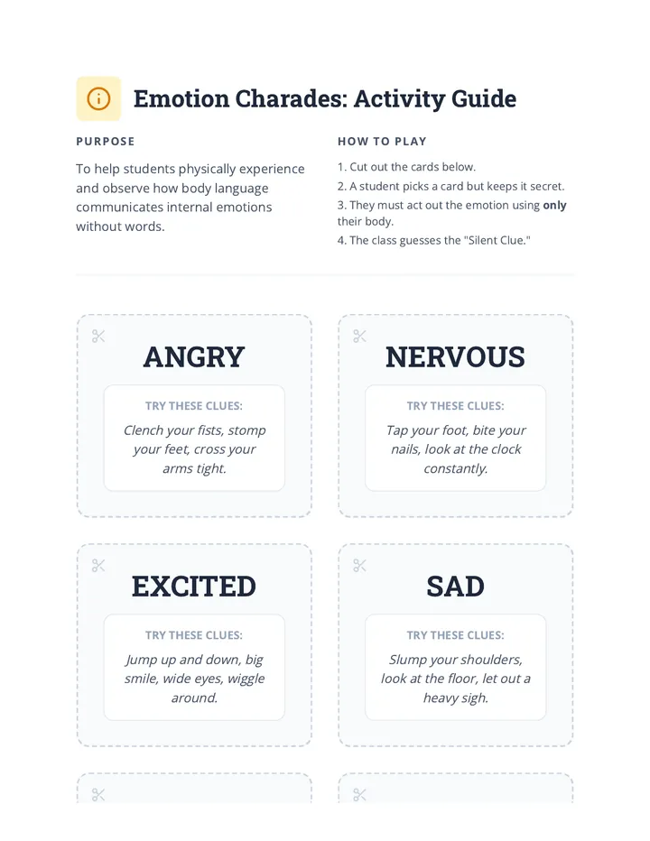 Emotion Charades Cards