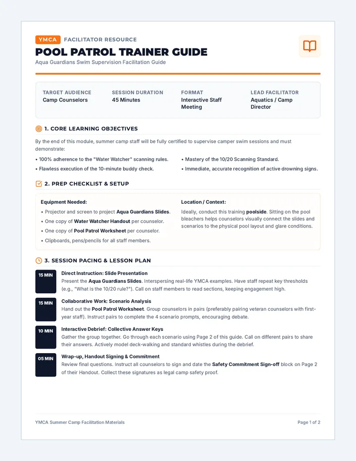 Pool Patrol Trainer Guide