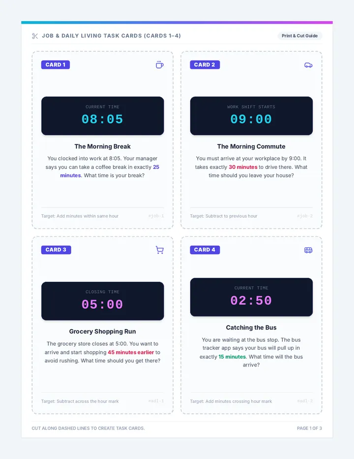 Time Warp Task Cards