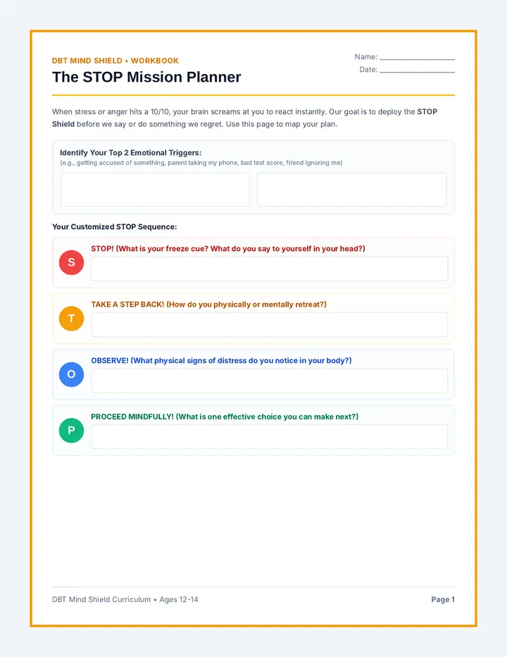 Distress Tolerance Student Workbook