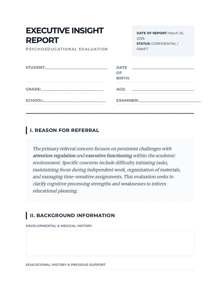 Executive Insight Report Template page 1