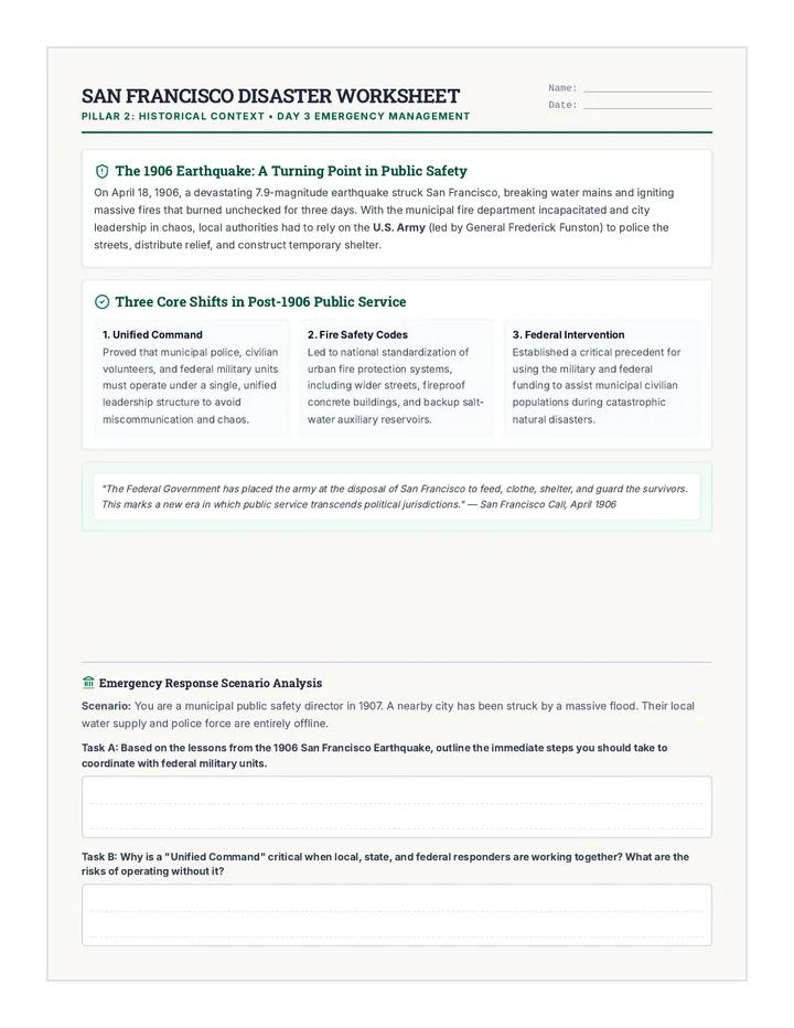 San Francisco Disaster Worksheet