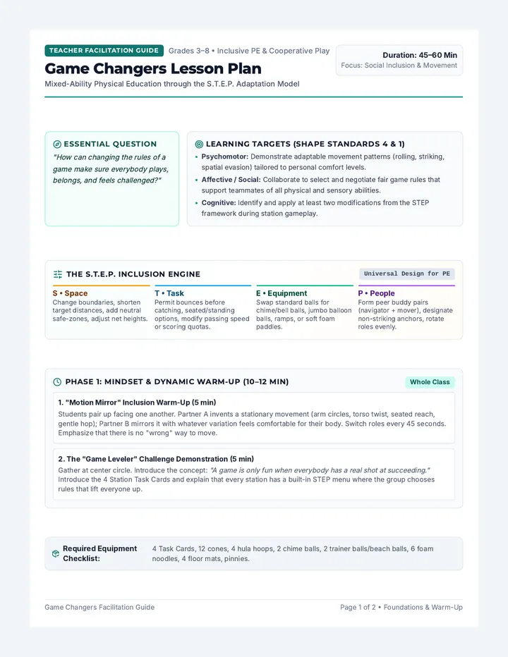 Game Changers Lesson Plan