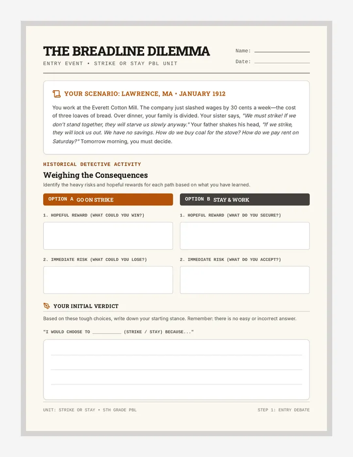Breadline Dilemma Worksheet
