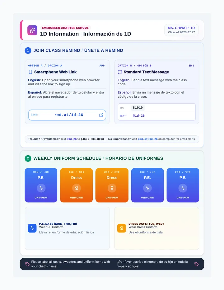 Bilingual Remind Handout