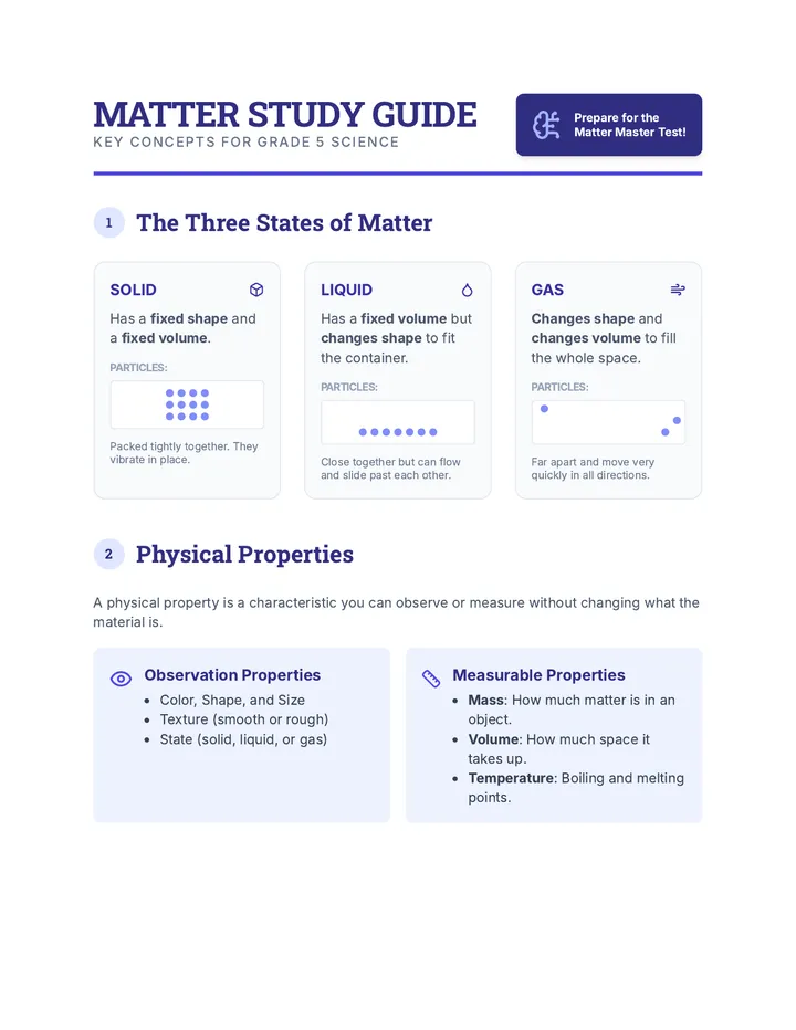 Matter Study Guide