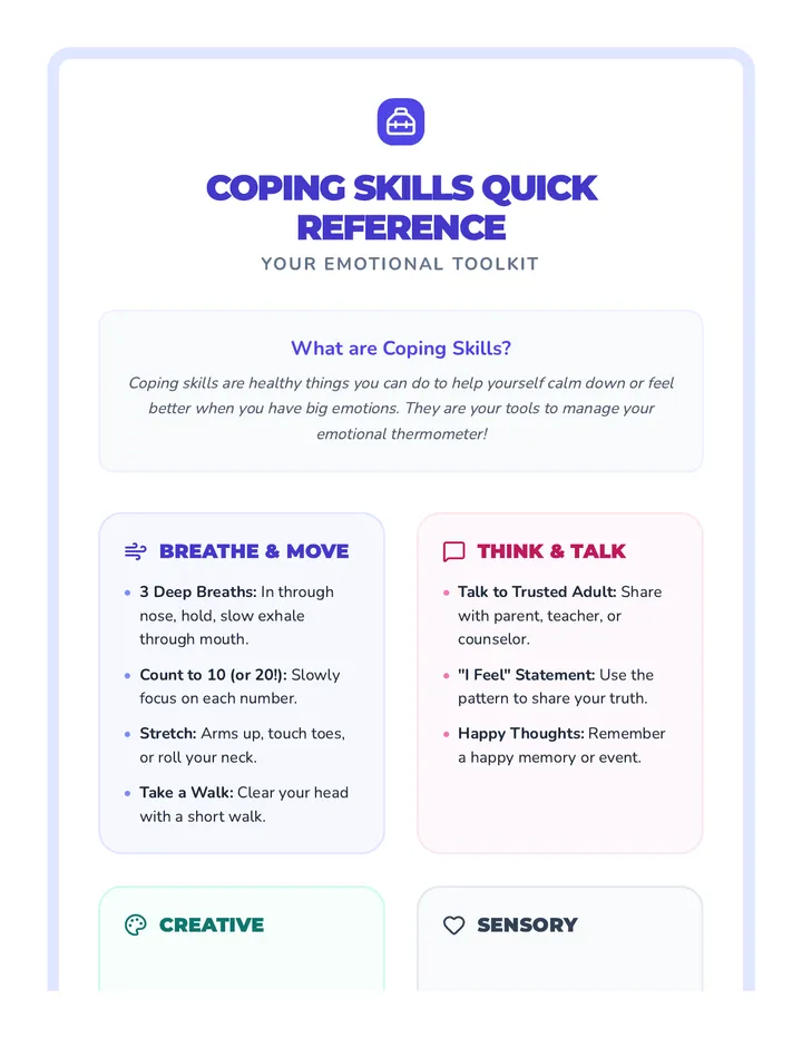 Coping Skills Quick Reference Sheet