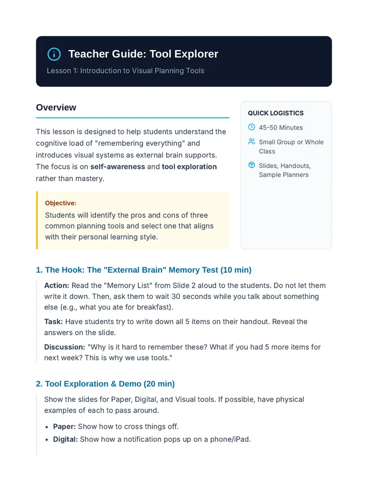 Tool Explorer Teacher Guide