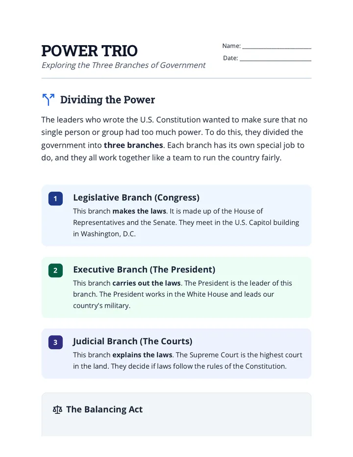 Power Trio Worksheet
