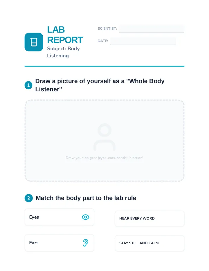 Body Listening Worksheet