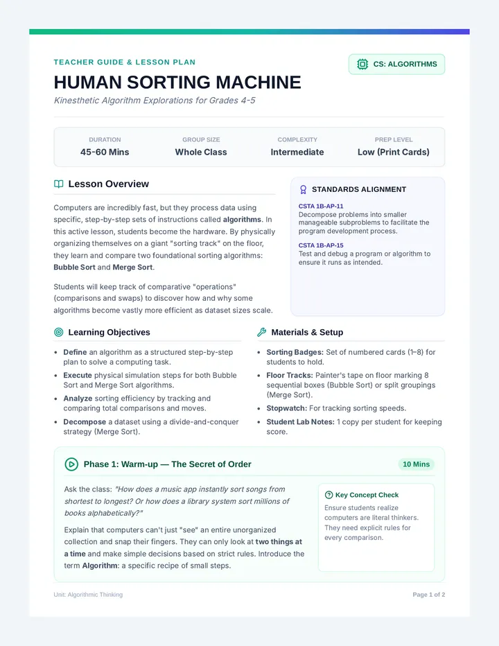 Sorting Machine Lesson Plan