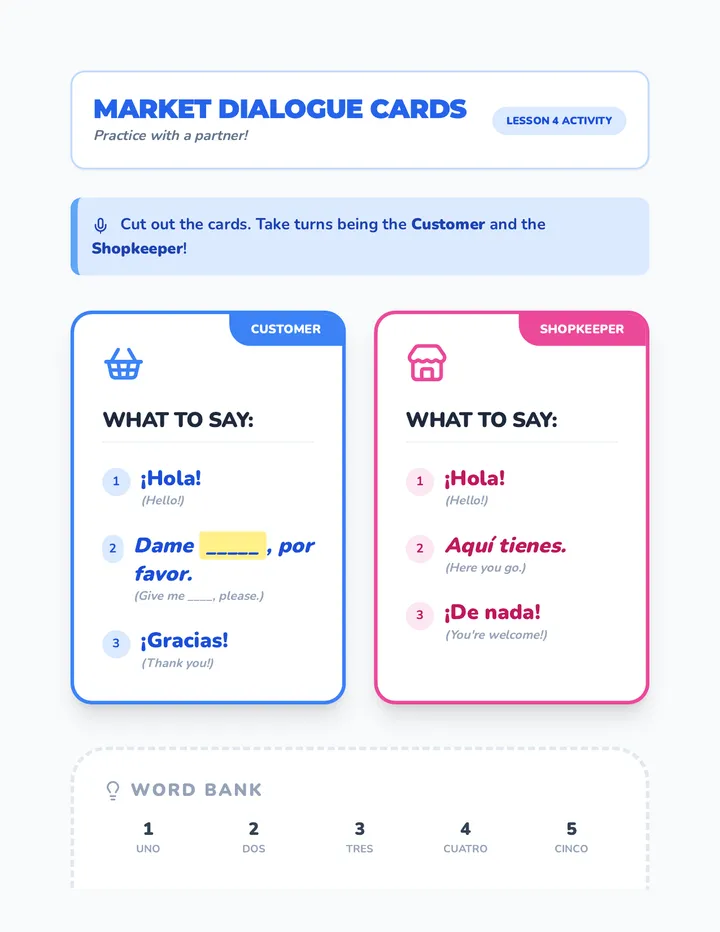 Market Dialogue Cards 4