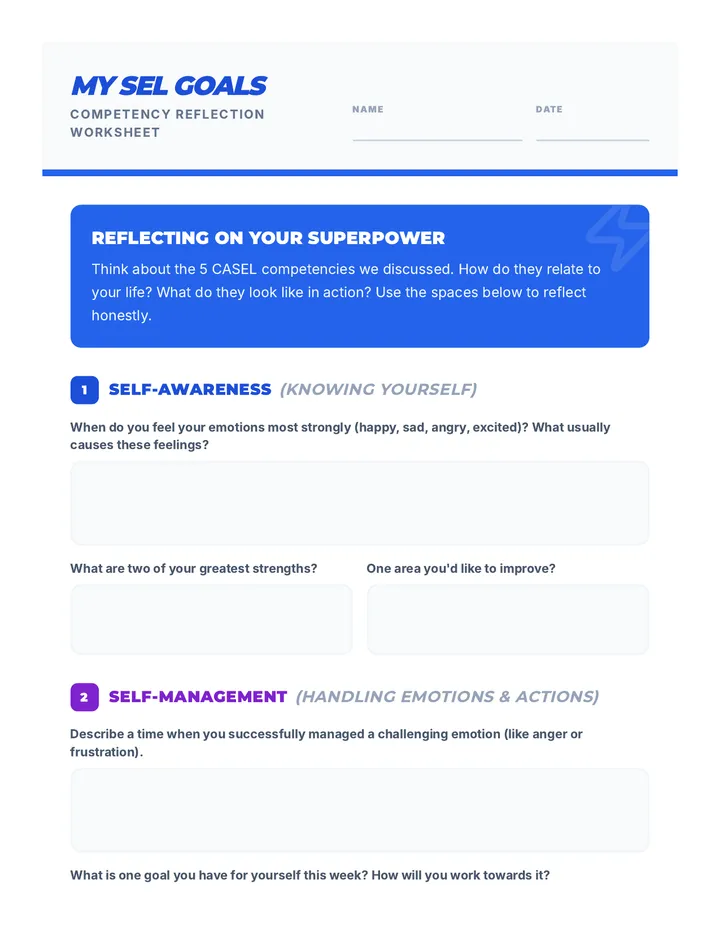My SEL Goals Worksheet