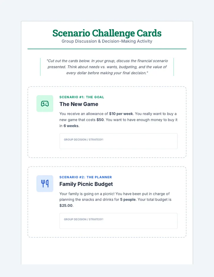 Scenario Cards Activity
