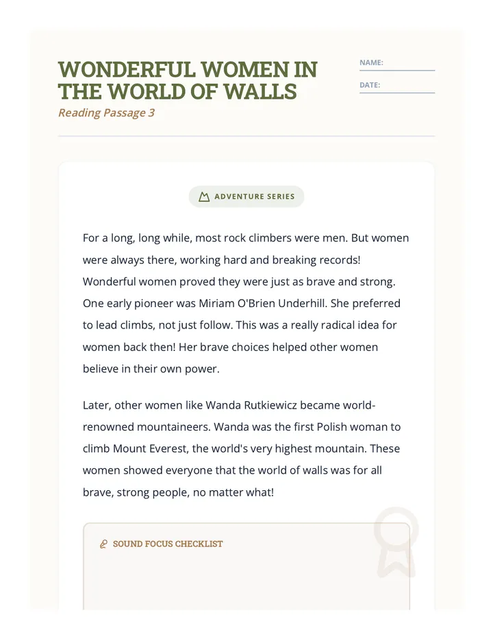 Wonderful Women Reading Passage